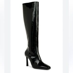 Black Suede Studio Liz boots black knee high Patent Leather Heels Revolve 39 9
